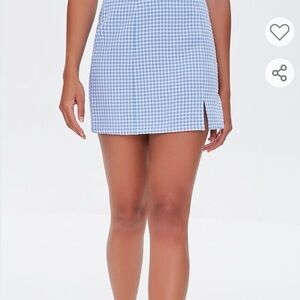 Forever 21 Light Blue Checkered Mini Skirt